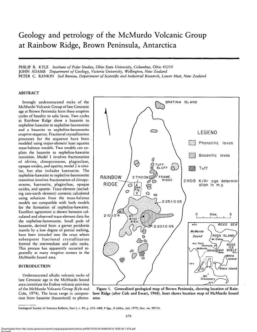 Geology and Petrology of the Mcmurdo Volcanic Group at Rainbow Ridge, Brown Peninsula, Antarctica