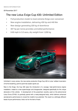 The New Lotus Exige Cup 430: Unlimited Edition