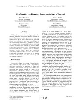 Web Tracking – a Literature Review on the State of Research