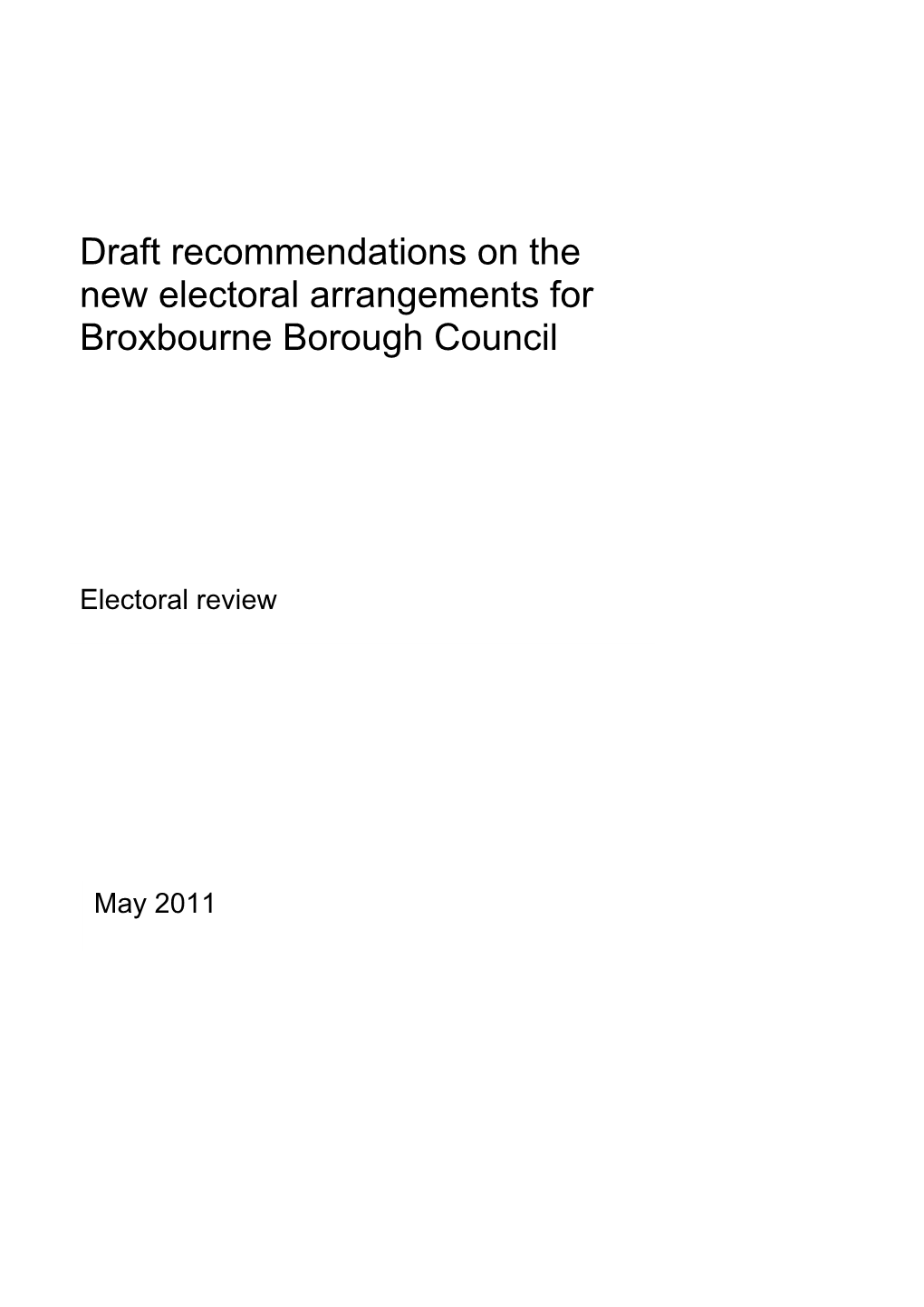 Draft Recommendations for Broxbourne Borough Council