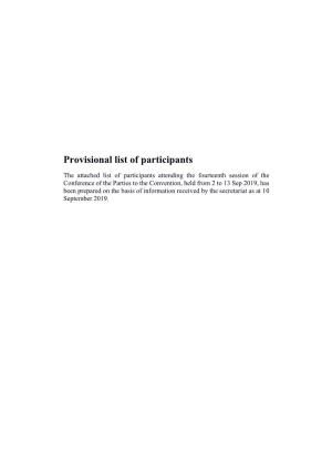 Provisional List of Participants