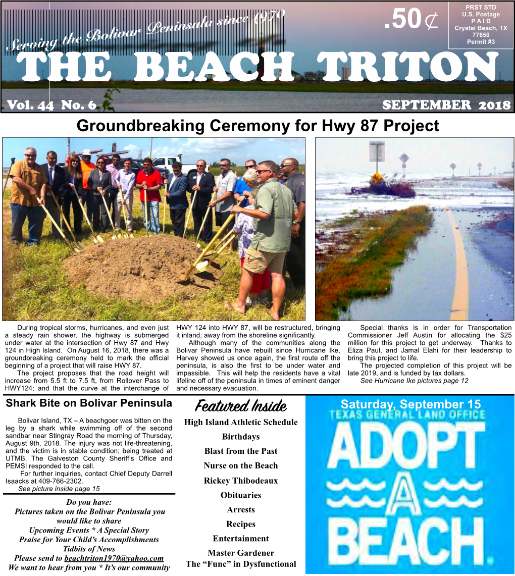 SEPTEMBER 2018 Groundbreaking Ceremony for Hwy 87 Project