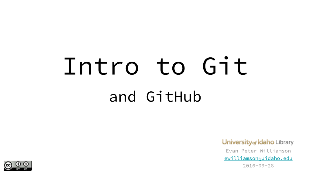 Intro to Git and Github