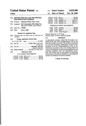 United States Patent (19) 11) Patent Number: 4,623,488 Takao (45) Date of Patent: Nov