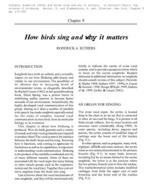 How Birds Sing and Why It Matters