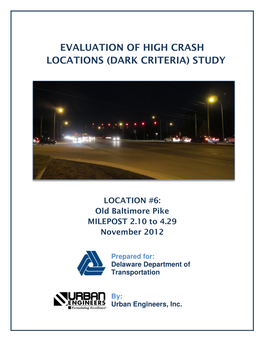 Evaluation of High Crash Locations (Dark Criteria) Study