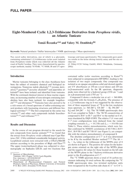 FULL PAPER Eight-Membered Cyclic 1,2,3-Trithiocane Derivatives From