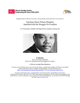 Teaching About Nelson Mandela, Apartheid and the Struggle for Freedom