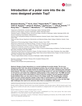 Introduction of a Polar Core Into the De Novo Designed Protein Top7