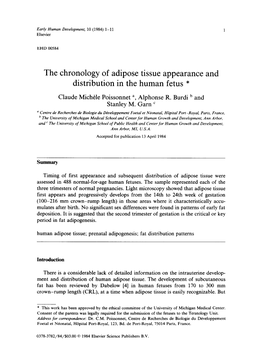 The Chronology of Adipose Tissue Appearance and Distribution in the Human Fetus *