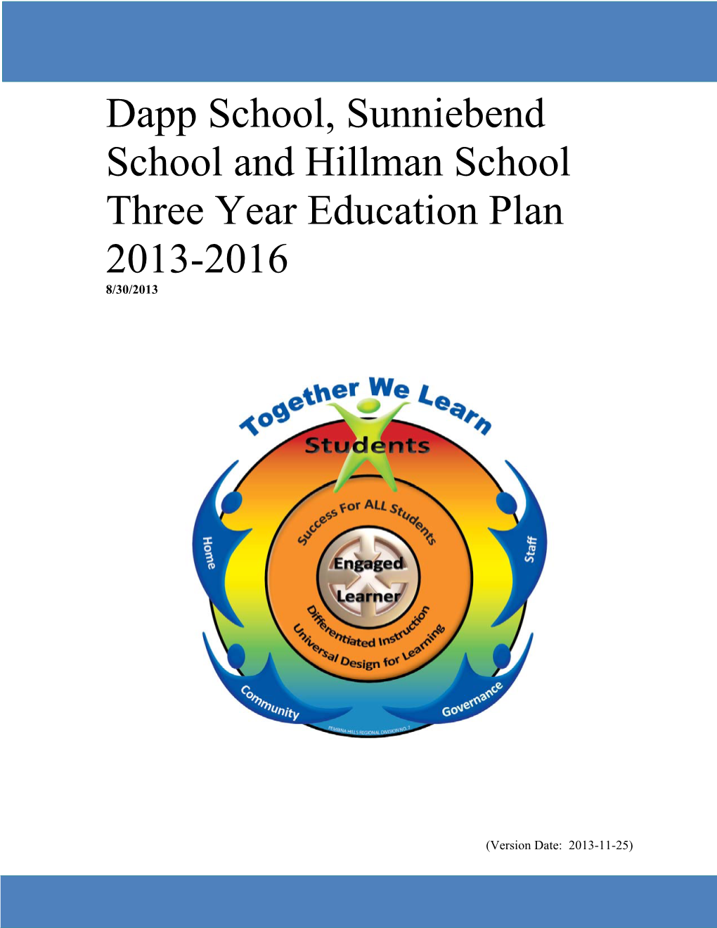 Dapp School, Sunniebend School and Hillman School Three Year Education Plan 2013-2016 8/30/2013