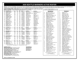 09-25-2020 Mariners Roster