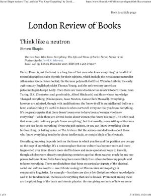 Steven Shapin Reviews 'The Last Man Who Knew Everything' by David N. Schwartz · LRB 24 May 2018