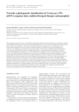 Towards a Phylogenetic Classification of Cordyceps