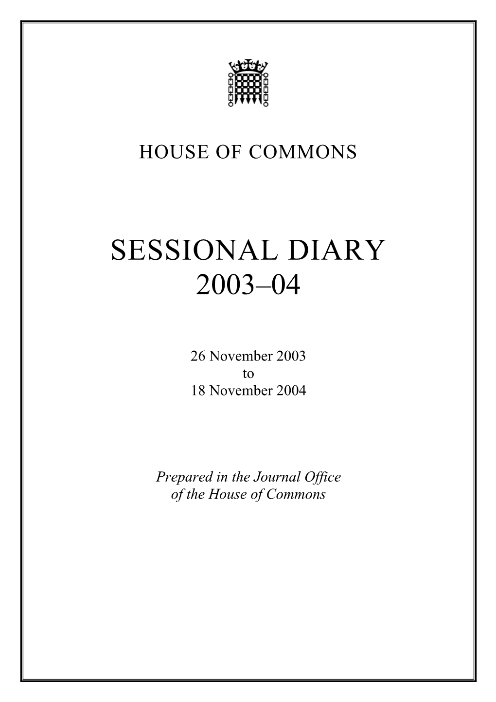 Sessional Diary 2003–04