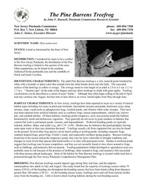 Pine Barrens Tree Frog Fact Sheet