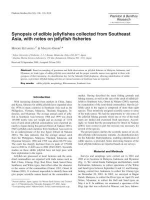 Synopsis of Edible Jellyfishes Collected from Southeast Asia, with Notes on Jellyfish Fisheries
