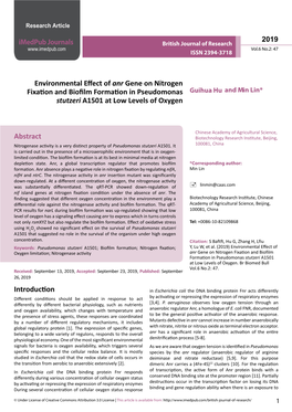 Environmental Effect of Anr Gene on Nitrogen Fixation and Biofilm