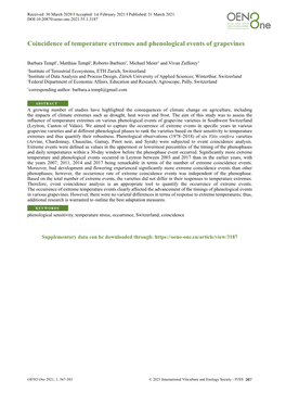 Coincidence of Temperature Extremes and Phenological Events of Grapevines