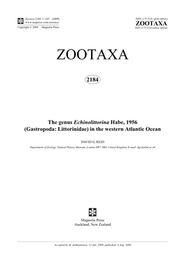 Zootaxa, the Genus Echinolittorina Habe