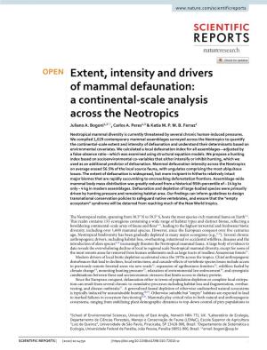 Extent, Intensity and Drivers of Mammal Defaunation: a Continental‑Scale Analysis Across the Neotropics Juliano A