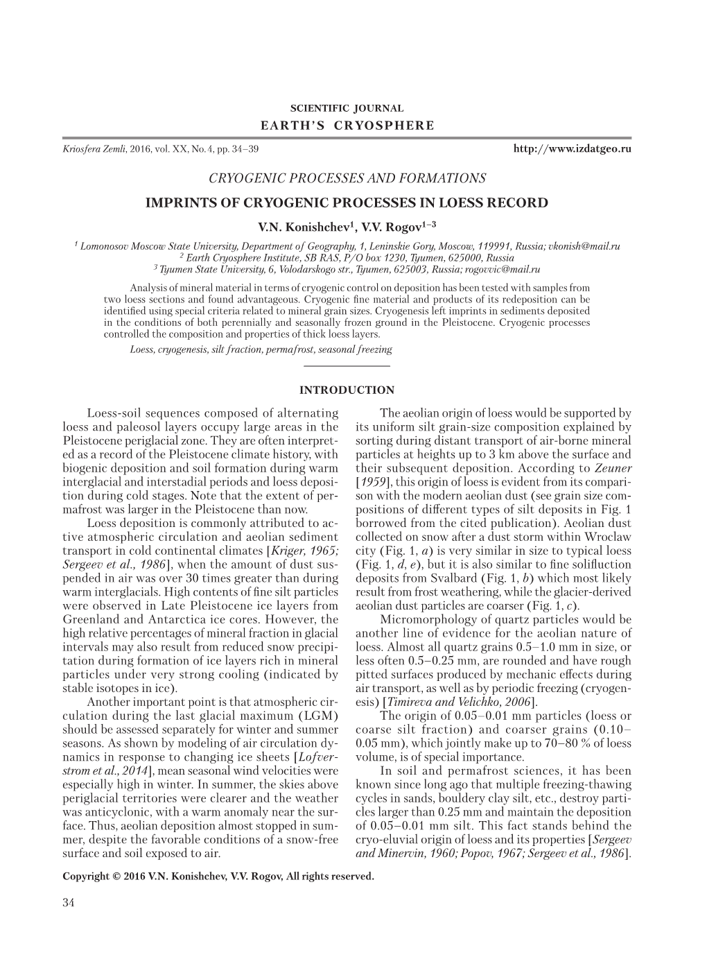 Cryogenic Processes and Formations Imprints of Cryogenic Processes in Loess Record V.N