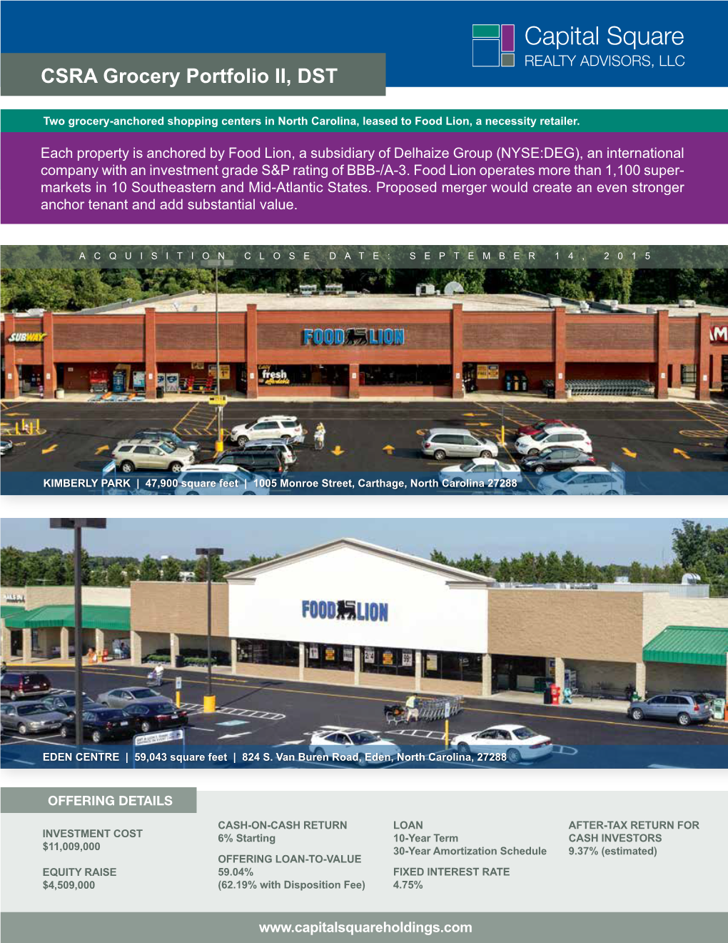 CSRA Grocery Portfolio II, DST