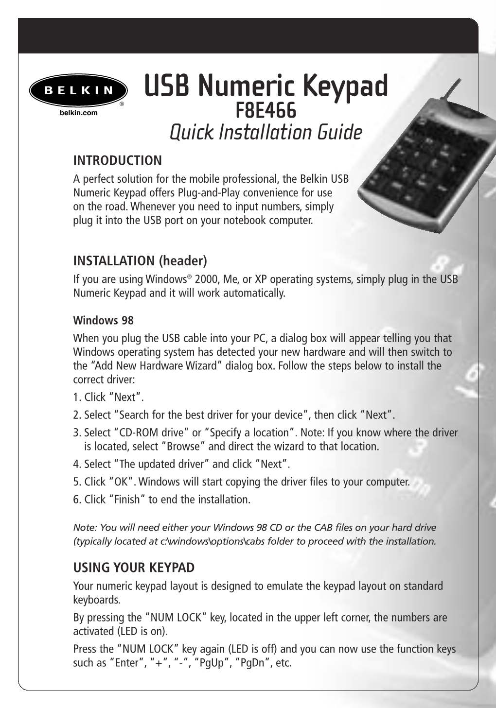 USB Numeric Keypad