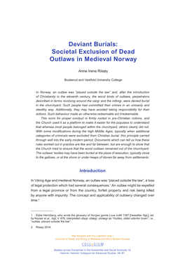 Deviant Burials: Societal Exclusion of Dead Outlaws in Medieval Norway