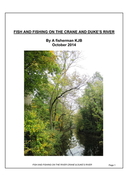 FISH and FISHING on the CRANE and DUKE's RIVER by a Fisherman KJB October 2014