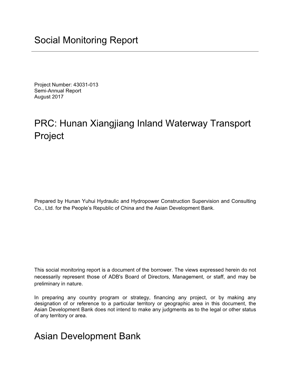 Hunan Xiangjiang Inland Waterway Transport Project