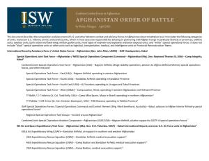 Afghanistan Order of Battle by Wesley Morgan April 2013