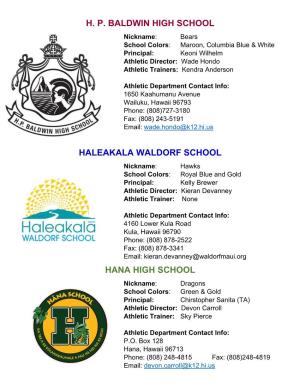 H. P. Baldwin High School Haleakala Waldorf School