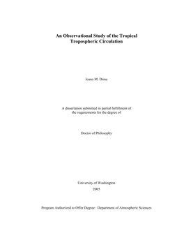 An Observational Study of the Tropical Tropospheric Circulation