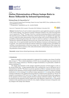 Online Determination of Boron Isotope Ratio in Boron Trifluoride By