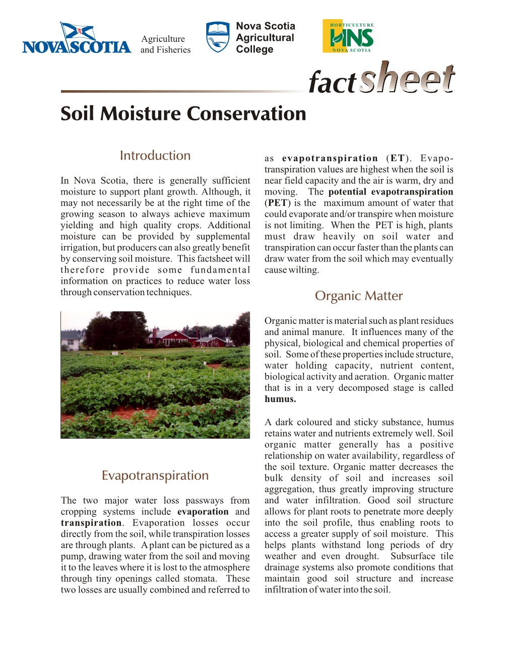 Soil Moisture Conservation Sheet