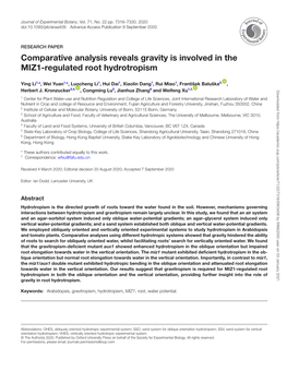 Comparative Analysis Reveals Gravity Is Involved in the MIZ1-Regulated Root Hydrotropism