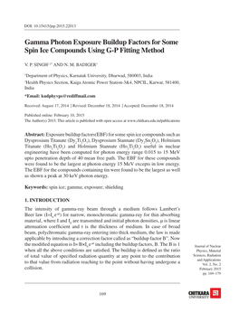 Gamma Photon Exposure Buildup Factors for Some Spin Ice Compounds Using G-P Fitting Method