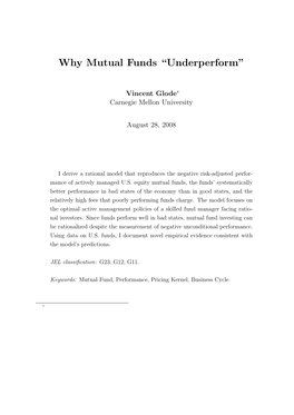 Why Mutual Funds “Underperform”