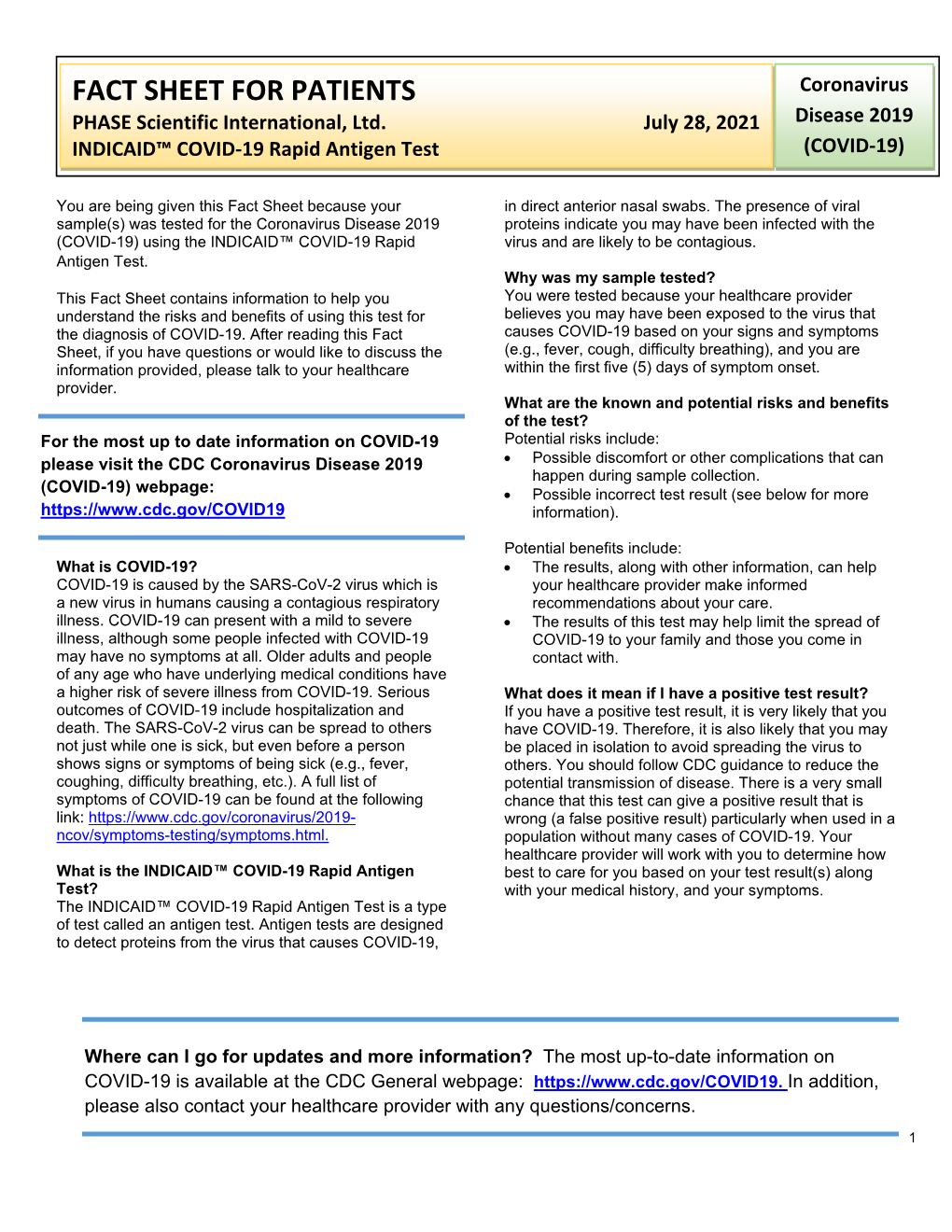 INDICAID COVID-19 Rapid Antigen Test