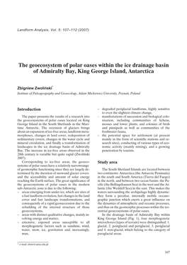 The Geoecosystem of Polar Oases Within the Ice Drainage Basin of Admiralty Bay, King George Island, Antarctica
