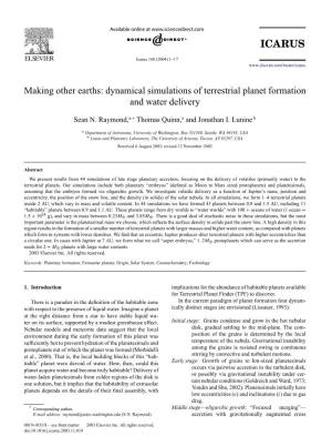 Dynamical Simulations of Terrestrial Planet Formation and Water Delivery