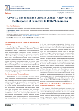 Covid-19 Pandemic and Climate Change: a Review on the Response of Countries to Both Phenomena