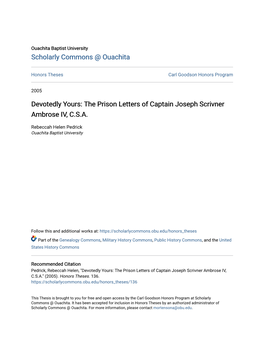 The Prison Letters of Captain Joseph Scrivner Ambrose IV, C.S.A