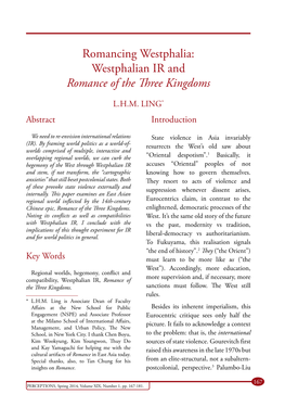 Westphalian IR and Romance of the Three Kingdoms