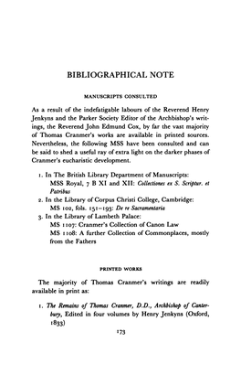 Bibliographical Note