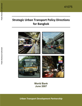 Strategic Urban Transport Policy Directions for Bangkok