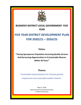 Five Year District Development Plan for 2020/21 – 2024/25