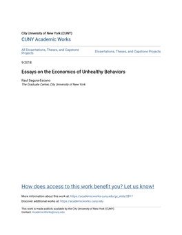 Essays on the Economics of Unhealthy Behaviors