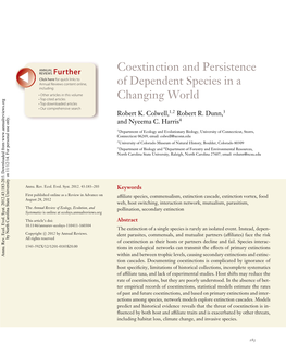 Coextinction and Persistence of Dependent Species in a Changing World